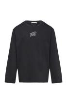 Regular Printed Longsleeve Tops T-shirts Long-sleeved T-Skjorte Black Tom Tailor