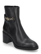 Th Chain Leather Mid Heel Bootie Shoes Boots Ankle Boots Ankle Boots With Heel Black Tommy Hilfiger