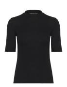 Short Sleeve Knitted T-Shirt Tops T-shirts & Tops Short-sleeved Black Mango