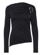 Long Sleeve Top With Fixed Buckle, Tops T-shirts & Tops Long-sleeved Black STINE GOYA