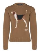 Intarsia-Knit Beagle Cotton Sweater Tops Knitwear Jumpers Khaki Green Lauren Ralph Lauren