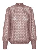 Vmbecca Ls High Neck Lace Top Jrs Noos Tops Blouses Long-sleeved Brown Vero Moda