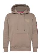 Back Print Hoody Tops Sweatshirts & Hoodies Hoodies Beige Alpha Industries