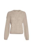 Mschdiella Heidi Pullover Emb Tops Knitwear Jumpers Beige MSCH Copenhagen