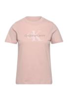 Chenille Monologo Regular Tee Tops T-shirts & Tops Short-sleeved Pink Calvin Klein Jeans