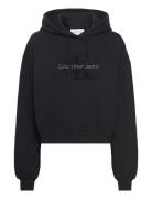 Chenille Monologo Hoodie Tops Sweatshirts & Hoodies Hoodies Black Calvin Klein Jeans