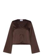 Serafinella Blouse Tops Blouses Long-sleeved Brown Noella