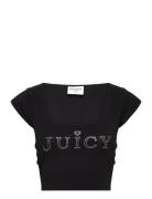 Regal Square Neck Cropped Tee Tops Crop Tops Short-sleeved Crop Tops Black Juicy Couture