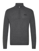 Essential Emb Knit Half Zip Tops Knitwear Half Zip Jumpers Grey Superdry