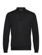 Melvin Poloshirt Tops Knitwear Long Sleeve Knitted Polos Black Oscar Jacobson