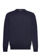 100 % Merino Crew Neck Knit Tops Knitwear Round Necks Navy Lindbergh Black