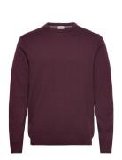 100 % Merino Crew Neck Knit Tops Knitwear Round Necks Burgundy Lindbergh Black