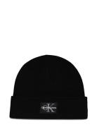 Mono Logo Patch Beanie Warm Accessories Headwear Beanies Black Calvin Klein