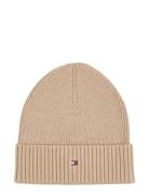 Th Flag Pima Cotton Beanie Accessories Headwear Beanies Beige Tommy Hilfiger