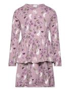 Dress L S Peplum Aop Dresses & Skirts Dresses Casual Dresses Long-sleeved Casual Dresses Purple Lindex