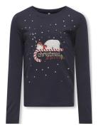 Kogxmas Life Yrsa Life Reg L/S Top Jrs Tops T-shirts Long-sleeved T-Skjorte Navy Kids Only