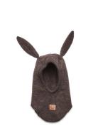 Wool Fullface W Bunny Ears Accessories Headwear Balaclava Brown Mikk-line