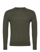 Merino Cable Ck Tops Sweatshirts & Hoodies Sweatshirts Khaki Green Morris