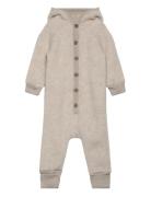 Wool Baby Suit W. Hood Outerwear Fleece Outerwear Fleece Suits Beige Mikk-line