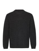 Boxy Wool Knit - Dark Grey Melange Tops Knitwear Round Necks Grey Garment Project