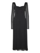 Frilled Ls Midi Dress Maxikjole Festkjole Black ROTATE Birger Christensen