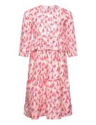 Fuchsia Aop Woven Frill Dress Dresses & Skirts Dresses Casual Dresses Long-sleeved Casual Dresses Pink Mini Rodini