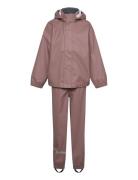 Pu Rain No Susp. Recycled Outerwear Rainwear Rainwear Sets Pink Mikk-line