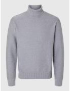 Slhaxel Ls Knit Roll Neck Noos Tops Knitwear Turtlenecks Grey Selected Homme