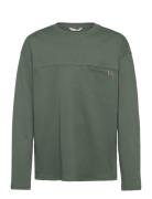 Long Sleeve Cotton T-Shirt Tops T-shirts Long-sleeved T-Skjorte Khaki Green Mango