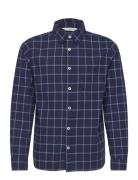 Regular Fit Check Cotton Shirt Tops Shirts Long-sleeved Shirts Navy Mango