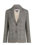 Wool Mix Check Sb Blazer Blazers Single Breasted Blazers Grey Tommy Hilfiger