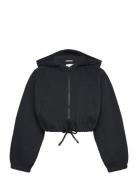 Cropped Cutline Hoody Jacket Tops Sweatshirts & Hoodies Hoodies Black Tom Tailor