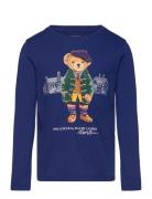 Polo Bear Cotton Jersey Long-Sleeve Tee Tops T-shirts Long-sleeved T-Skjorte Navy Ralph Lauren Kids