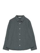 Micro Check Shirt Tops Shirts Long-sleeved Shirts Khaki Green Mango