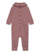 Wool Baby Suit W. Hood Outerwear Fleece Outerwear Fleece Suits Pink Mikk-line