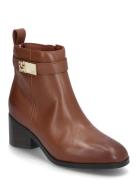 Th Logo Mid Heel Bootie Shoes Boots Ankle Boots Ankle Boots With Heel Brown Tommy Hilfiger