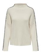 Onlqueenie Ls Contrast High Neck Prm Knt Tops Knitwear Jumpers Cream ONLY