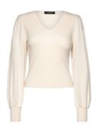 Cotton-Blend Blouson-Sleeve Sweater Tops Knitwear Jumpers Cream Lauren Ralph Lauren