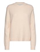 Boucle Rib C-Nk Relaxed Sweater Tops Knitwear Jumpers Cream Calvin Klein