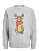 Jjxmas Jolly Sweat Crew Neck Tops Sweatshirts & Hoodies Sweatshirts Grey Jack & J S