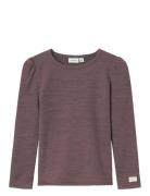 Nmfwyla Wo/Vi Ls Top Tops T-shirts Long-sleeved T-Skjorte Burgundy Name It