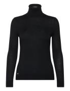 Silk-Blend Turtleneck Sweater Tops Knitwear Turtleneck Black Lauren Ralph Lauren