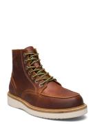 Slhteo New Leather Moc-Toe Boot Snørestøvler Brown Selected Homme