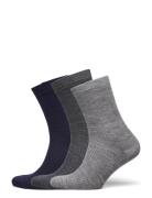 Fine Wool Rib Socks - 3-Pack Lingerie Socks Regular Socks Grey Mp Denmark