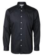 Slhslim-Performance Aop Shirt Ls Tops Shirts Casual Navy Selected Homme