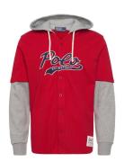 Polo Ball Jersey Hooded Baseball Jacket Tops Sweatshirts & Hoodies Hoodies Red Polo Ralph Lauren