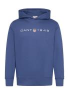 Printed Graphic Hoodie Tops Sweatshirts & Hoodies Hoodies Blue GANT