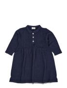 Merino Pointelle Dress W. Collar Dresses & Skirts Dresses Casual Dresses Long-sleeved Casual Dresses Navy Copenhagen Colors