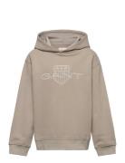 Relaxed Contrast Shield Hoodie Tops Sweatshirts & Hoodies Hoodies Beige GANT