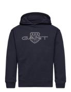 Relaxed Contrast Shield Hoodie Tops Sweatshirts & Hoodies Hoodies Navy GANT